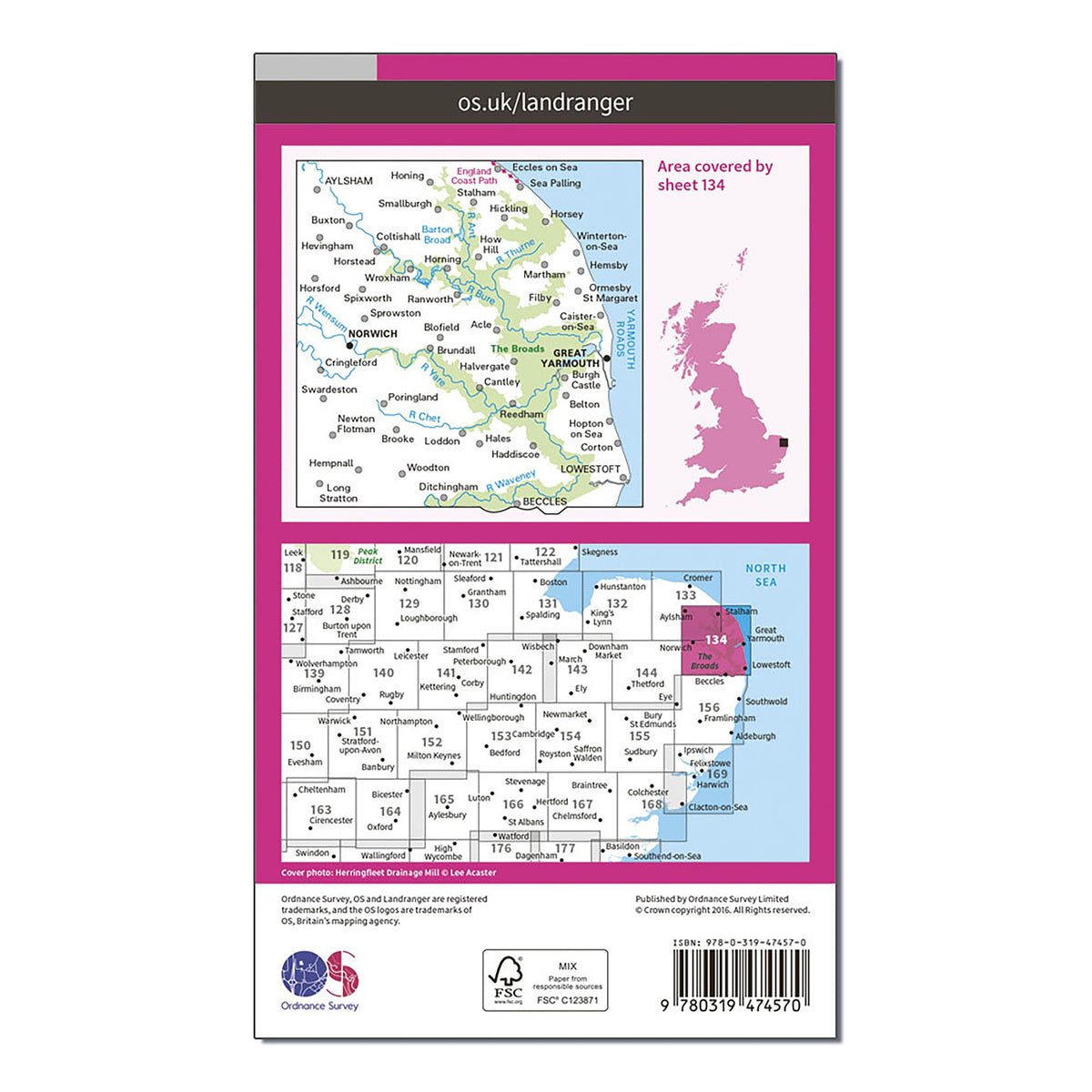 Landranger Active 134 Norwich & The Broads, Great Yarmouth Map With Digital Version