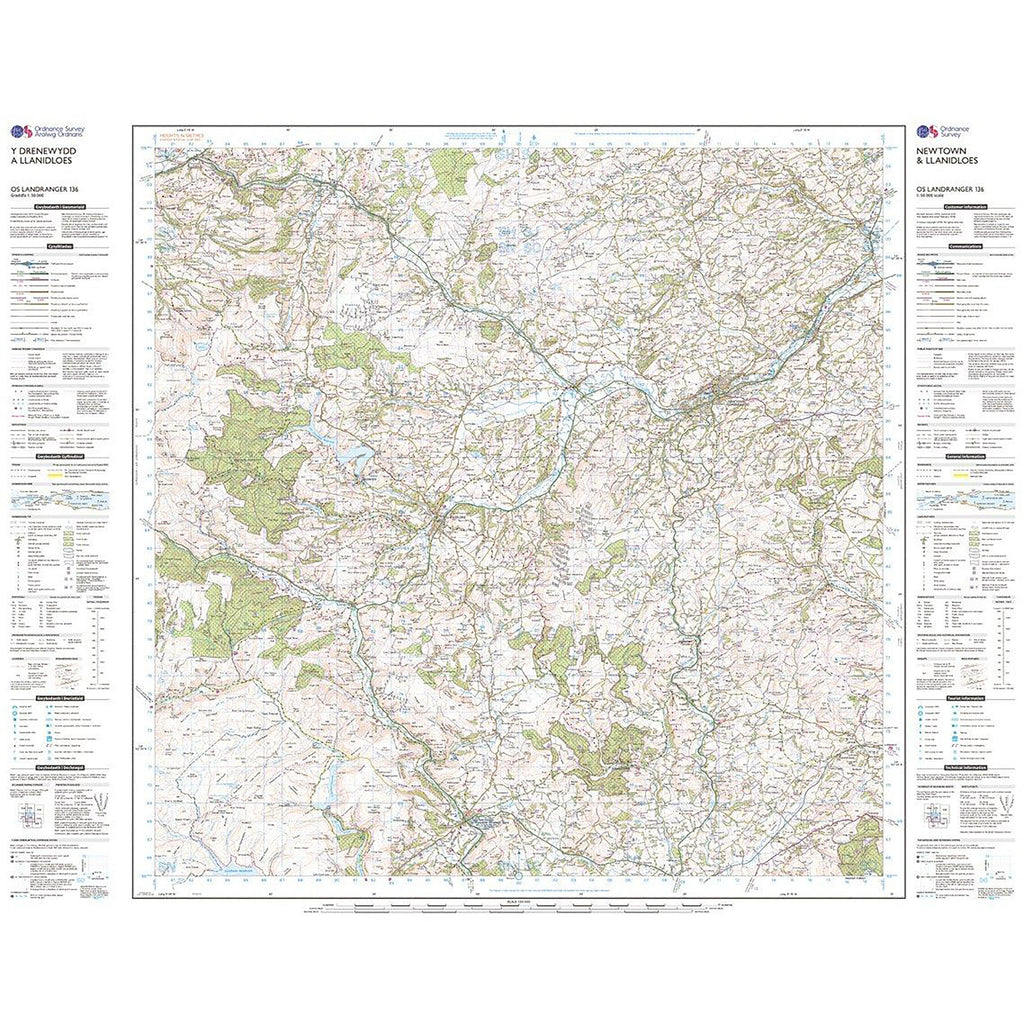 Landranger Active 136 Newtown & Llanidloes Map With Digital Version