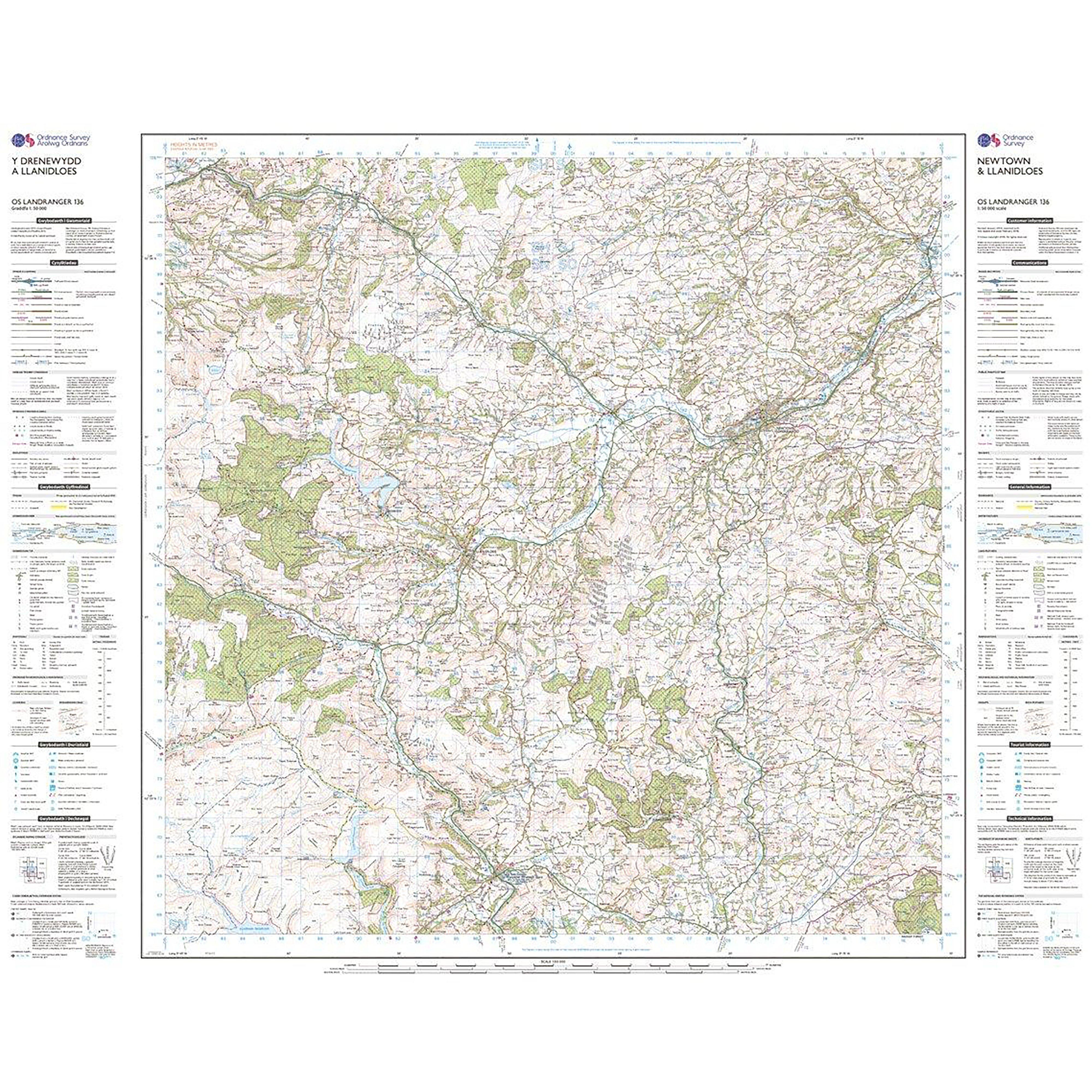 Landranger Active 136 Newtown & Llanidloes Map With Digital Version