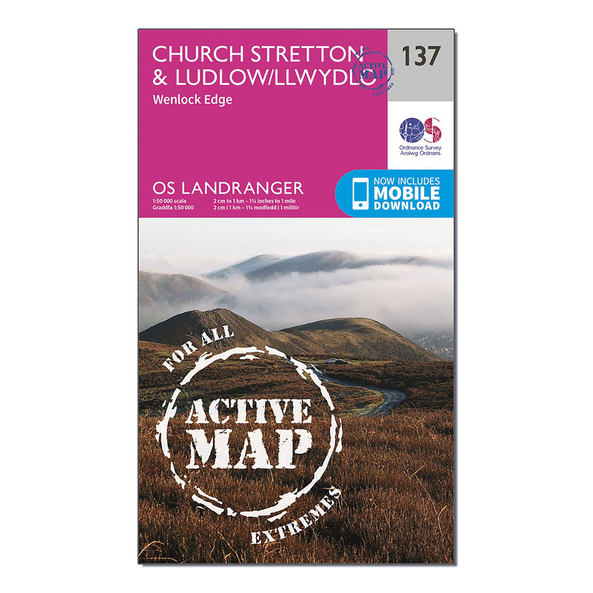 Landranger Active 137 Ludlow  Church Stretton Wenlock Edge Map With Digital Version