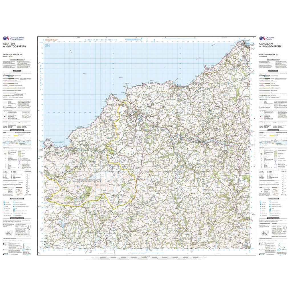 Landranger Active 145 Cardigan & Mynydd Preseli Map With Digital Version