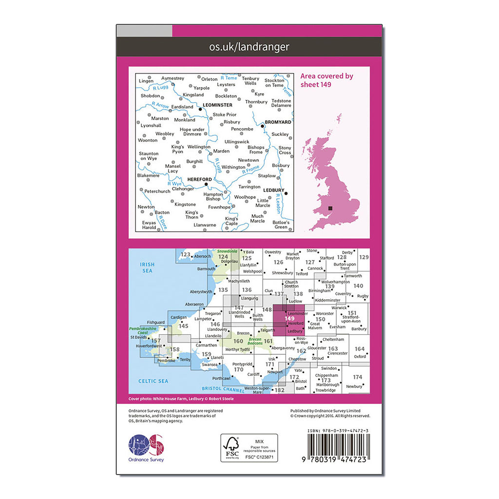 Landranger Active 149 Hereford & Leominster, Bromyard & Ledbury Map With Digital Version