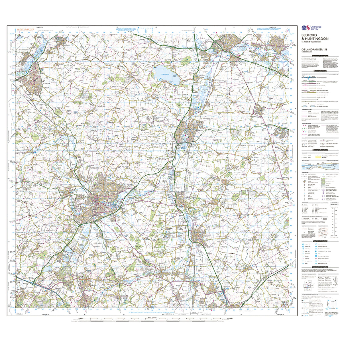 Landranger Active 153 Bedford, Huntingdon, St. Neots & Biggleswade Map With Digital Version