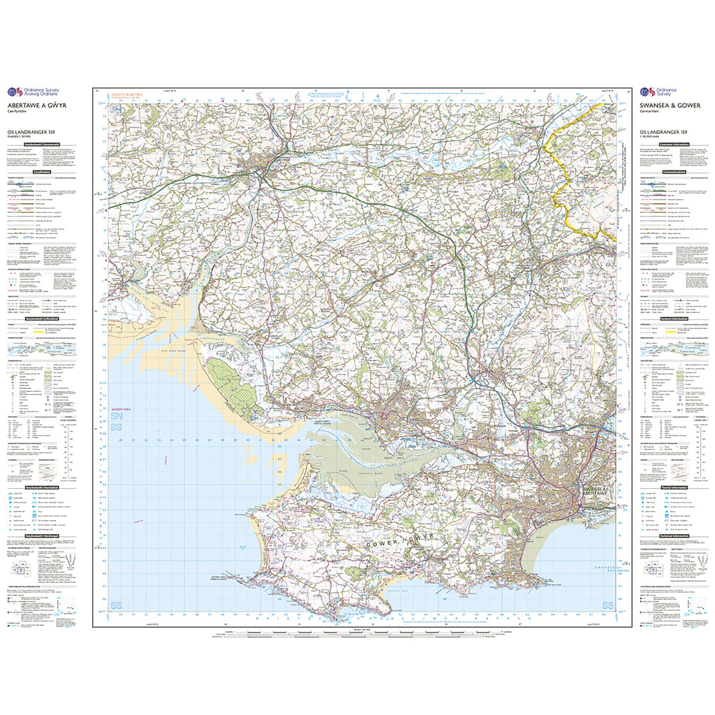 Landranger Active 159 Swansea & Gower, Carmarthen Map With Digital Version