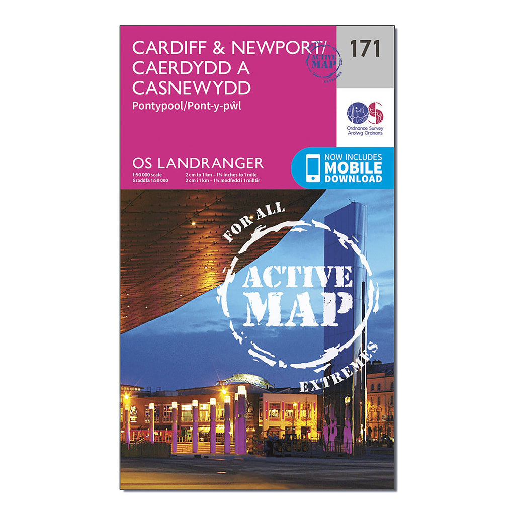 Landranger Active 171 Cardiff & Newport, Pontypool Map With Digital Version