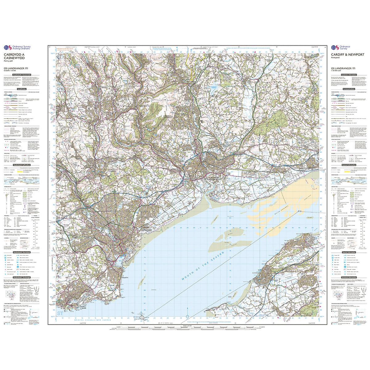 Landranger Active 171 Cardiff & Newport, Pontypool Map With Digital Version