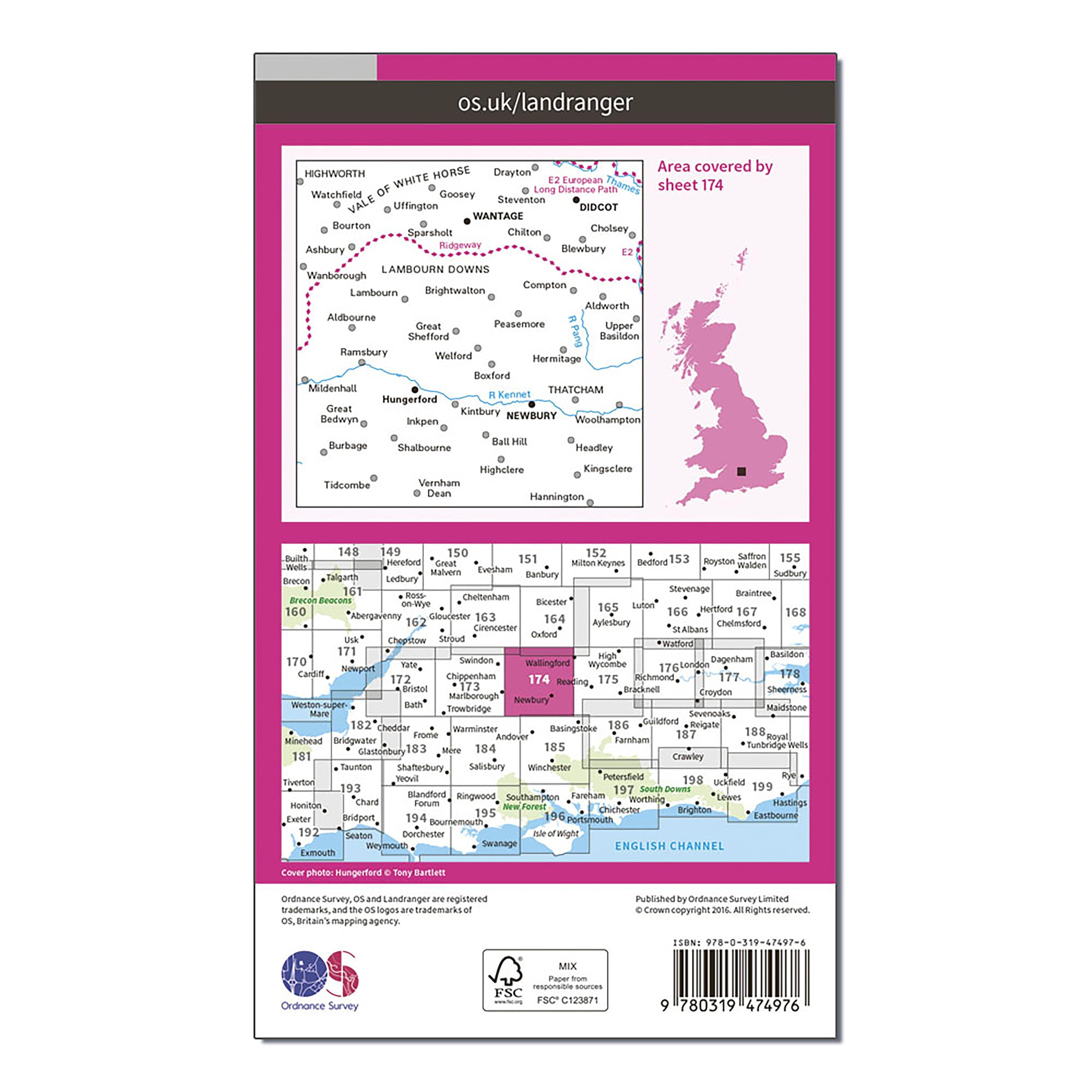 Landranger Active 174 Newbury & Wantage, Hungerford & Didcot Map With Digital Version