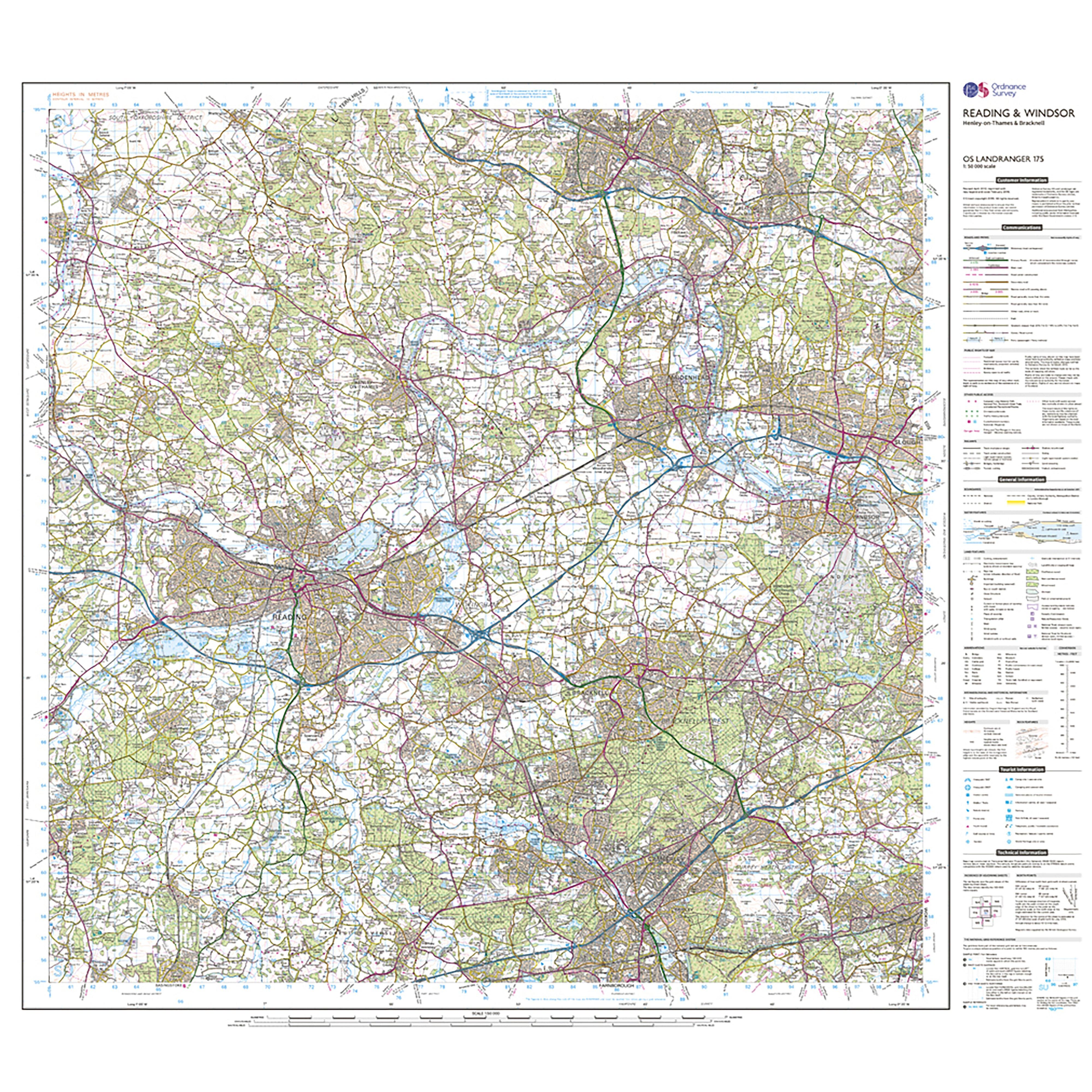 Landranger Active 175 Reading, Windsor, Henley-on-Thames & Bracknell Map With Digital Version