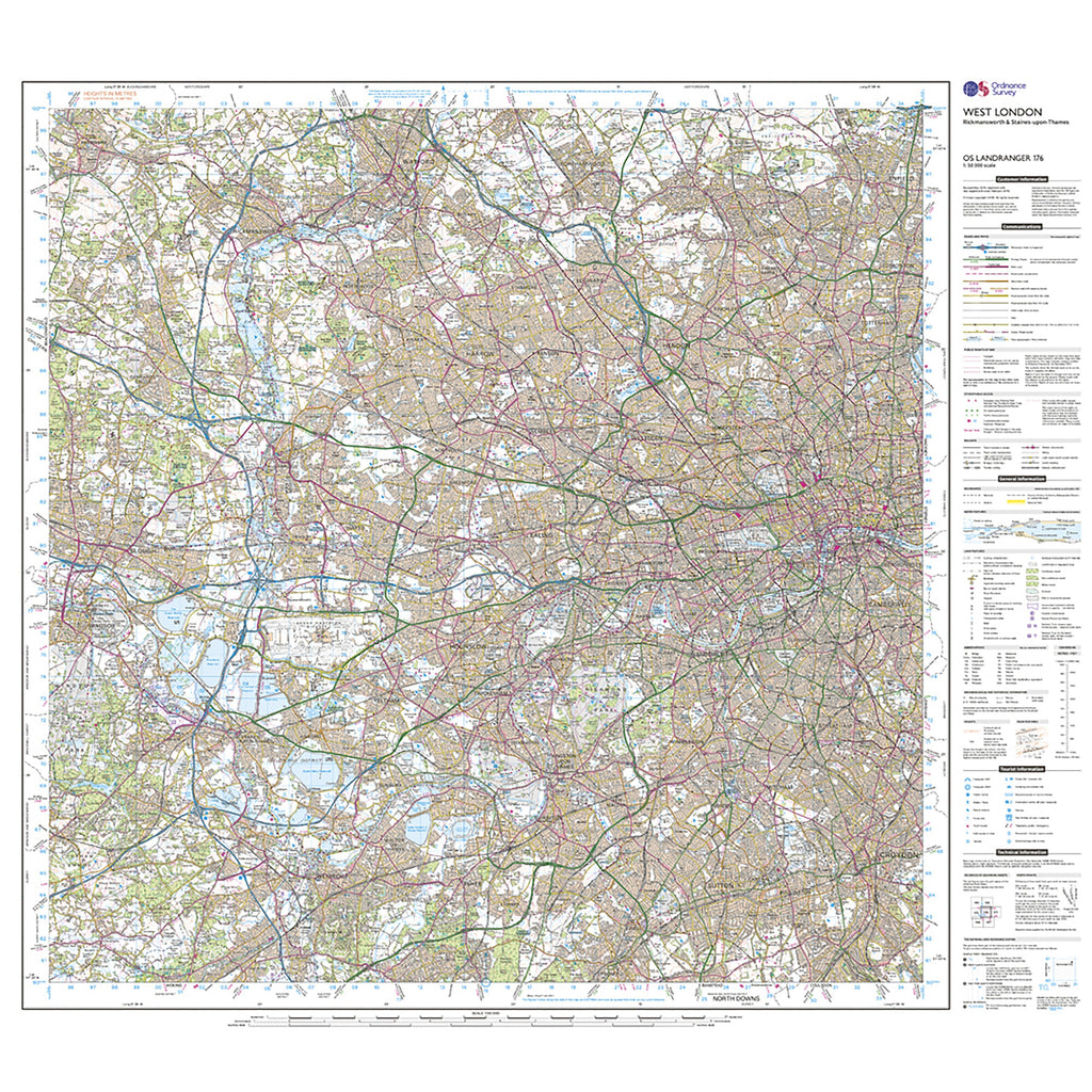 Landranger Active 176 West London, Rickmansworth & Staines Map With Digital Version