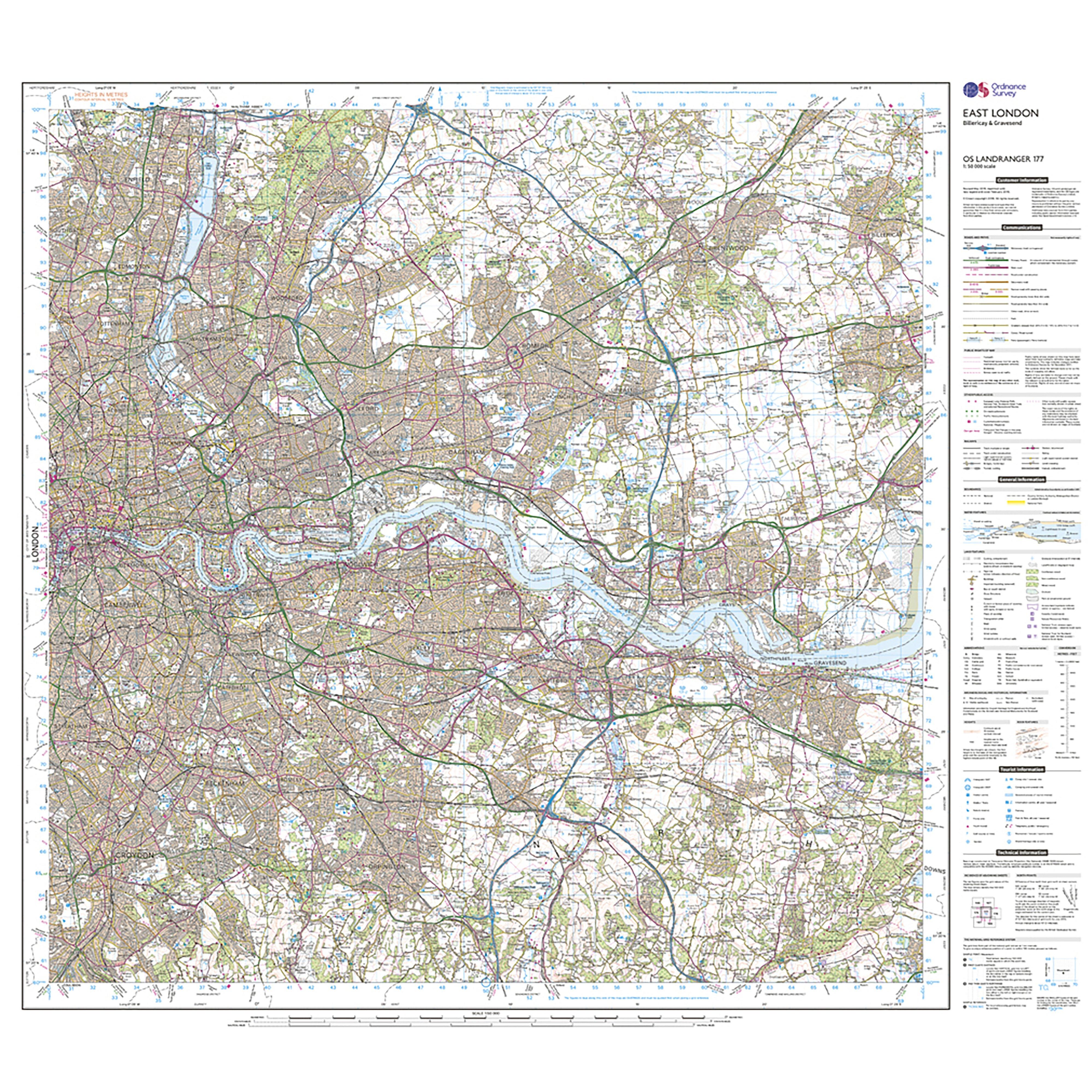 Landranger Active 177 East London, Billericay & Gravesend Map With Digital Version