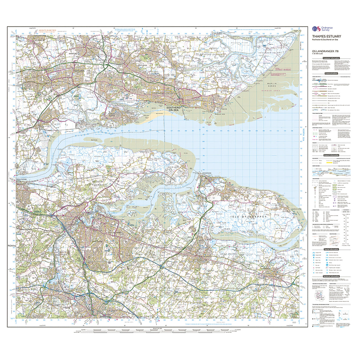 Landranger Active 178 Thames Estuary, Rochester & Southend-on-Sea Map With Digital Version