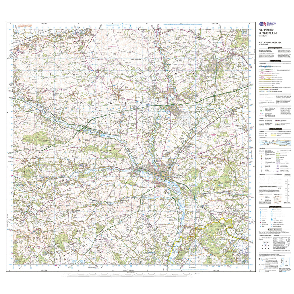 Landranger Active 184 Salisbury & The Plain, Amesbury Map With Digital Version