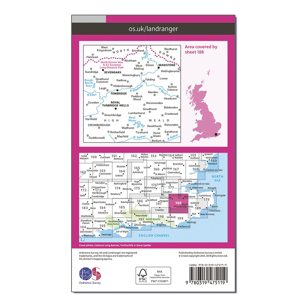 Landranger Active 188 Maidstone & Royal Tunbridge Wells Map With Digital Version