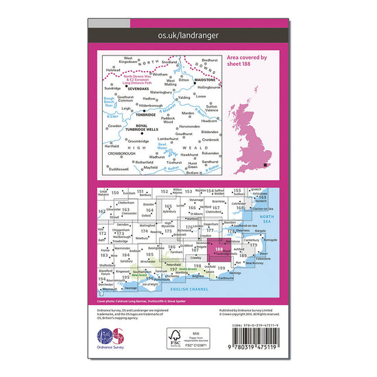 Landranger Active 188 Maidstone & Royal Tunbridge Wells Map With Digital Version