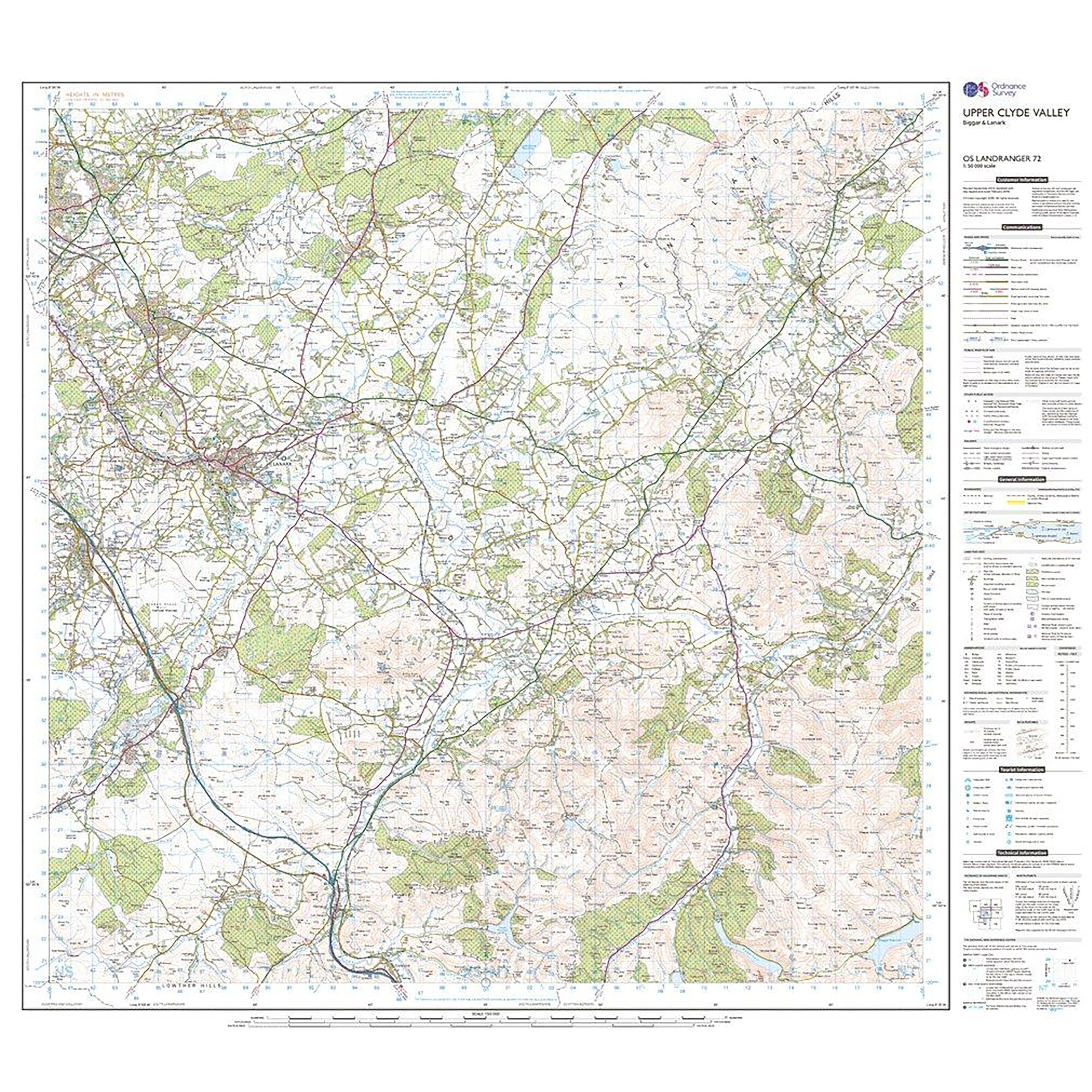 Landranger Active 72 Upper Clyde Valley, Biggar & Lanark Map With Digital Version