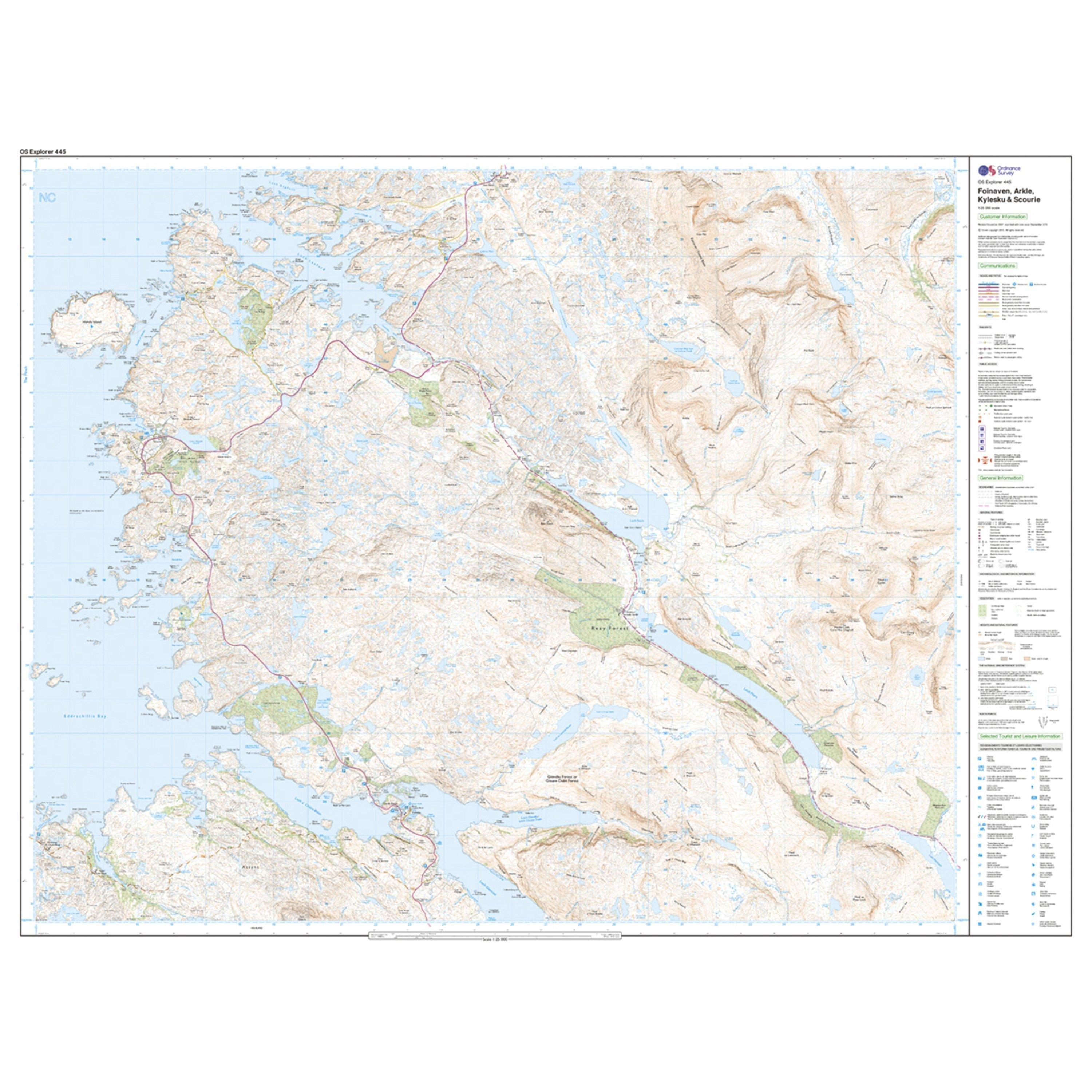 Explorer 445 Foinaven, Arkle, Kylesku & Scourie Map With Digital Version