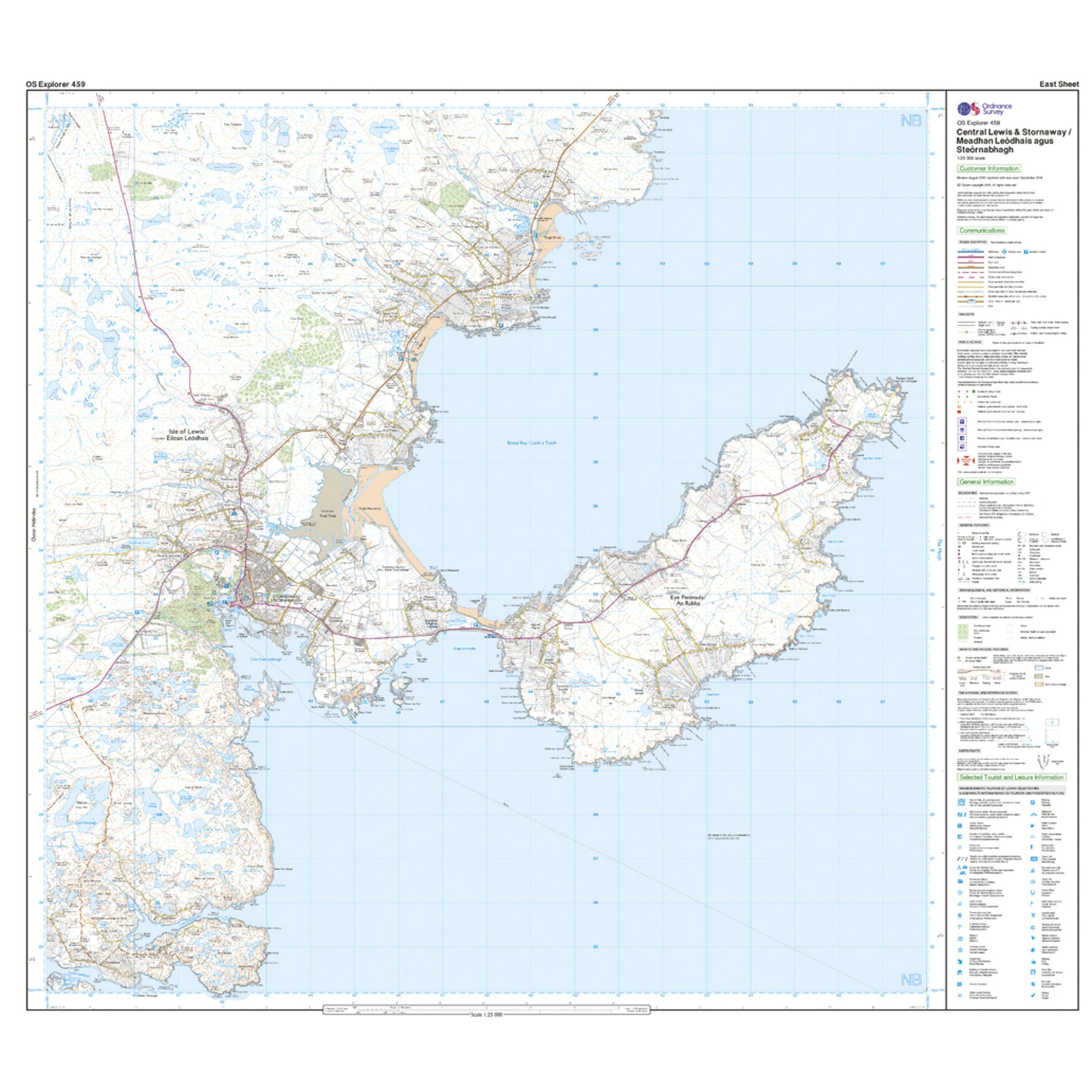 Explorer 459 Central Lewis & Stornoway Map With Digital Version