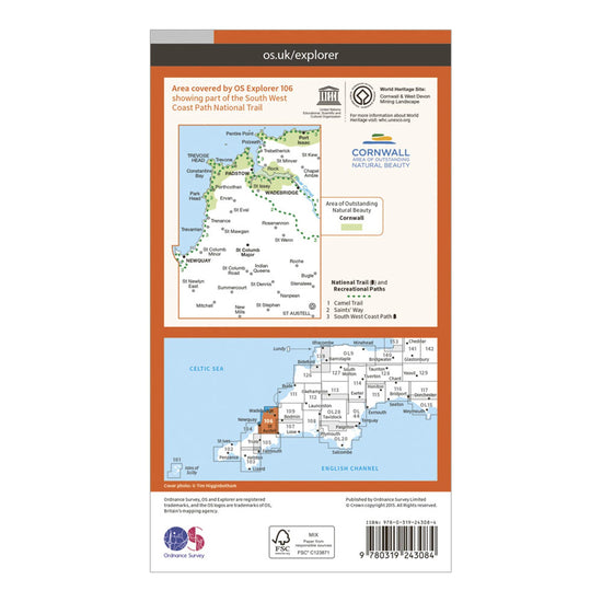 Explorer 106 Newquay & Padstow Map With Digital Version