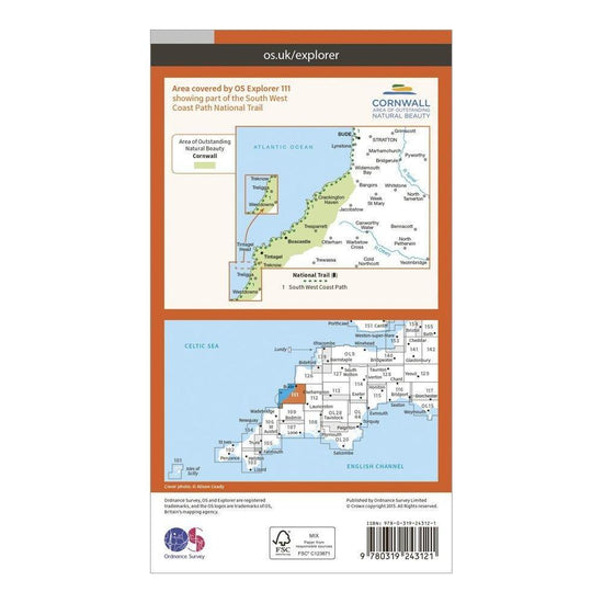 Explorer 111 Bude, Boscastle & Tintagel Map With Digital Version