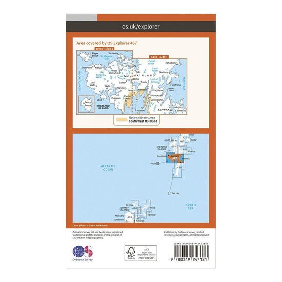 Explorer 467 Shetland – Mainland Central Map With Digital Version