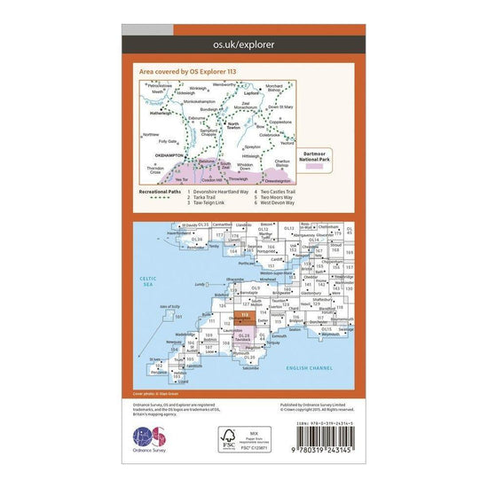 Explorer 113 Okehampton Map With Digital Version