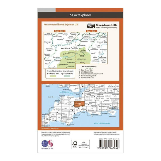 Explorer 128 Taunton & Blackdown Hills Map With Digital Version