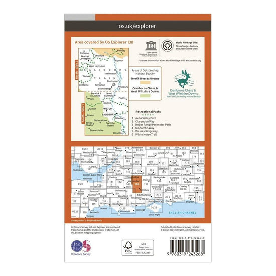 Explorer 130 Salisbury & Stonehenge Map With Digital Version