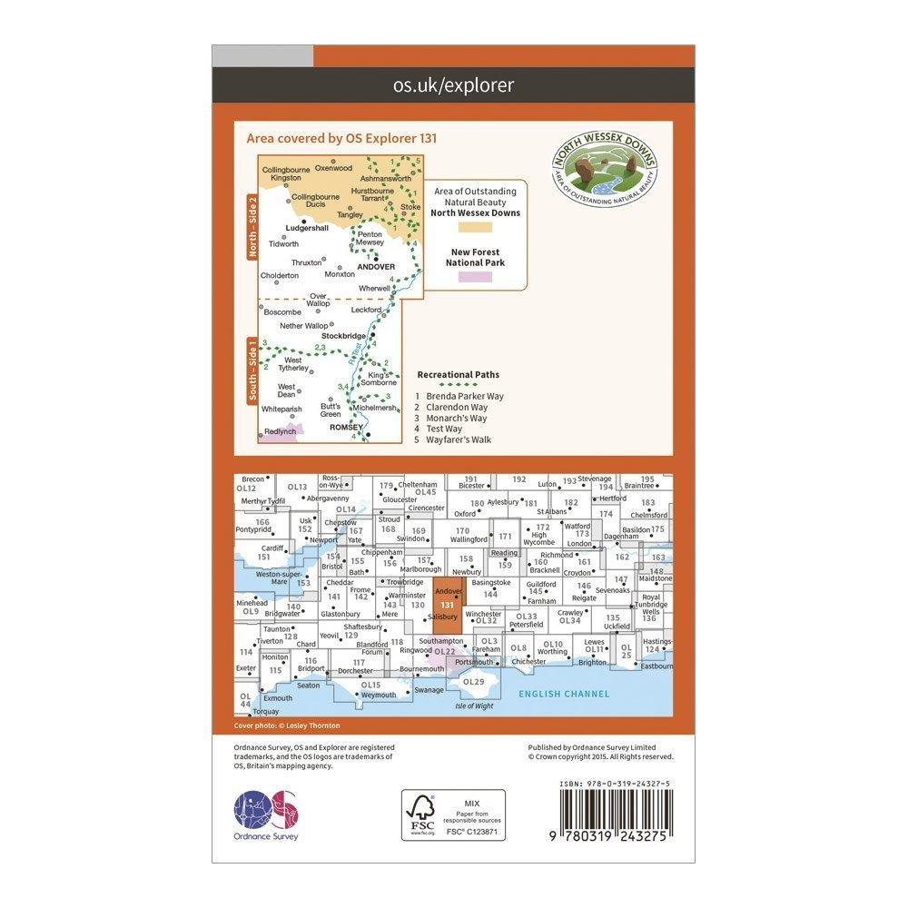 Explorer 131 Romsey, Andover & Test Valley Map With Digital Version