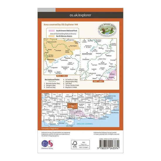 Explorer 144 Basingstoke, Alton & Whitchurch Map With Digital Version