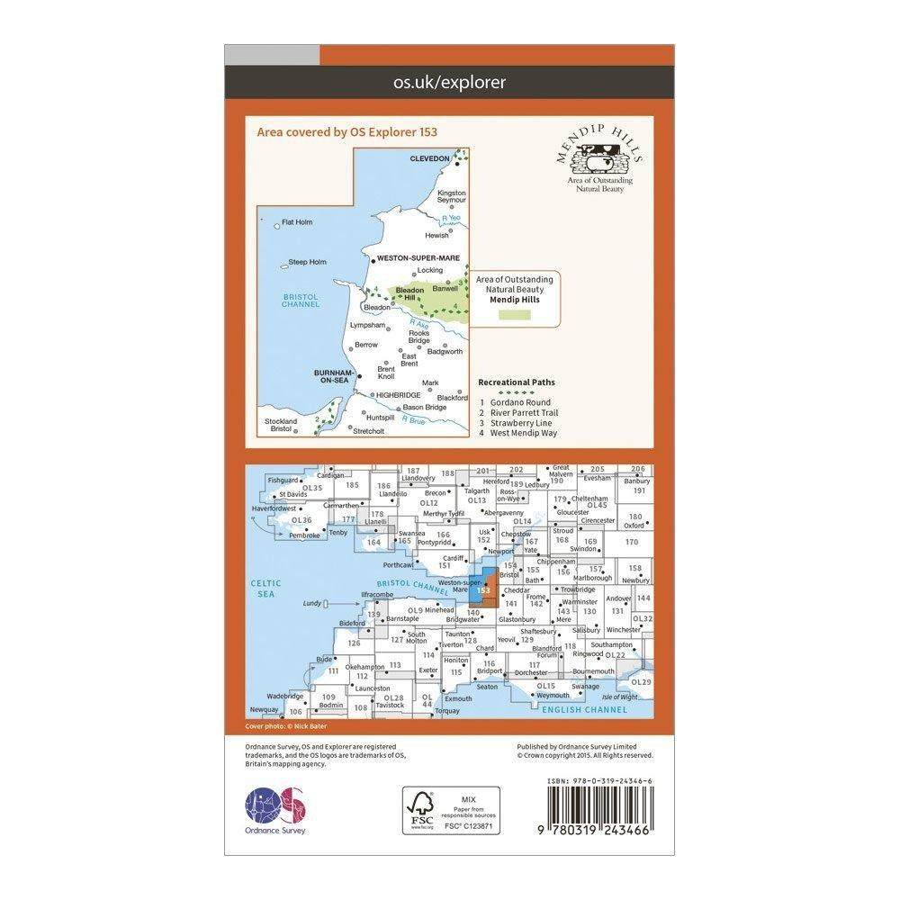 Explorer 153 Weston-Super-Mare & Bleadon Hill Map With Digital Version
