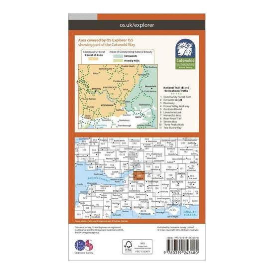 Explorer 155 Bristol & Bath Map With Digital Version