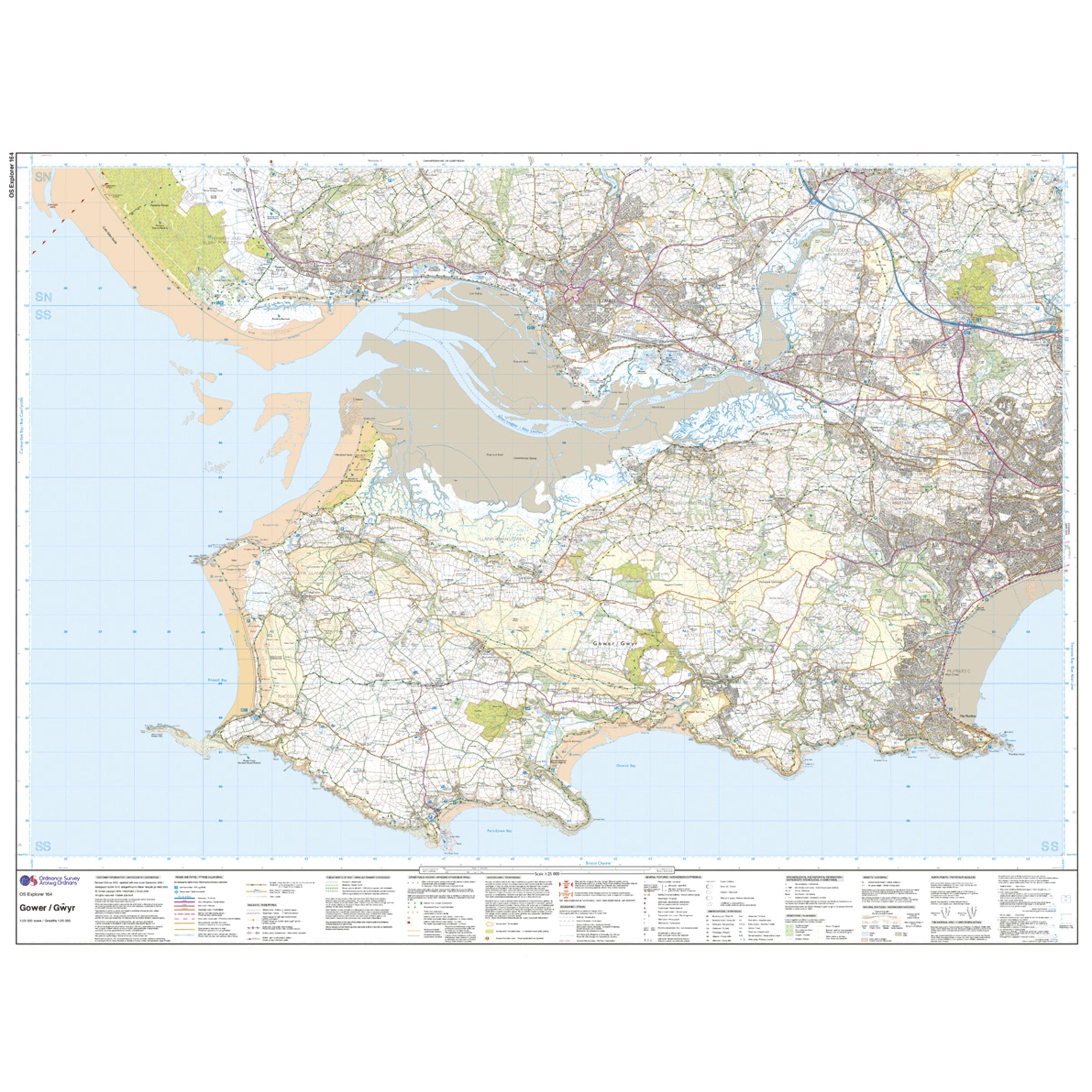 Explorer 164 Gower & Llanelli Map With Digital Version