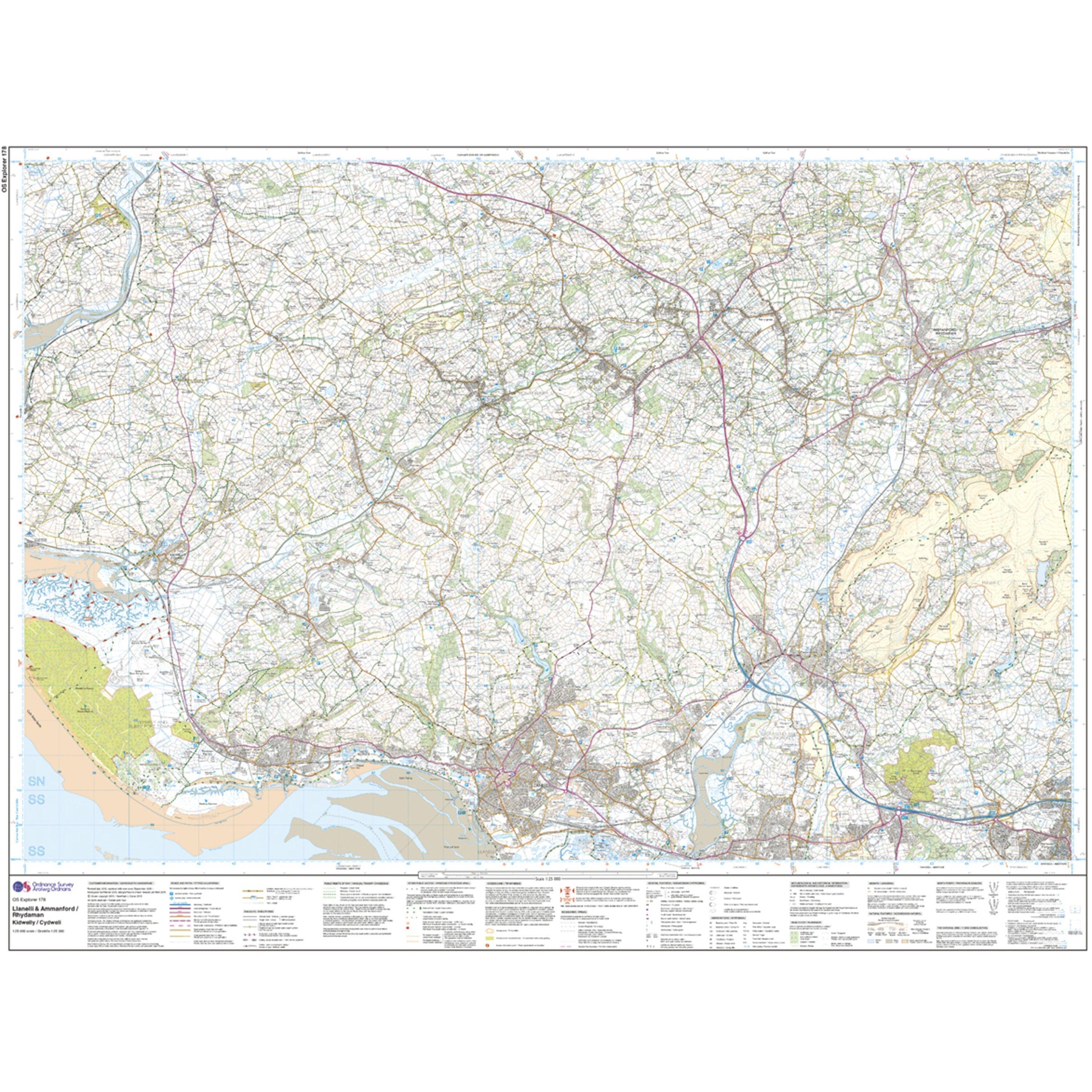 Explorer 178 Llanelli & Ammanford Map With Digital Version