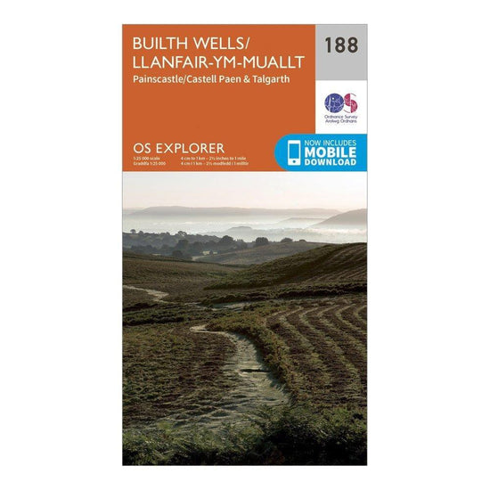 Explorer 188 Builth Wells, Paincastle & Talgarth Map With Digital Version