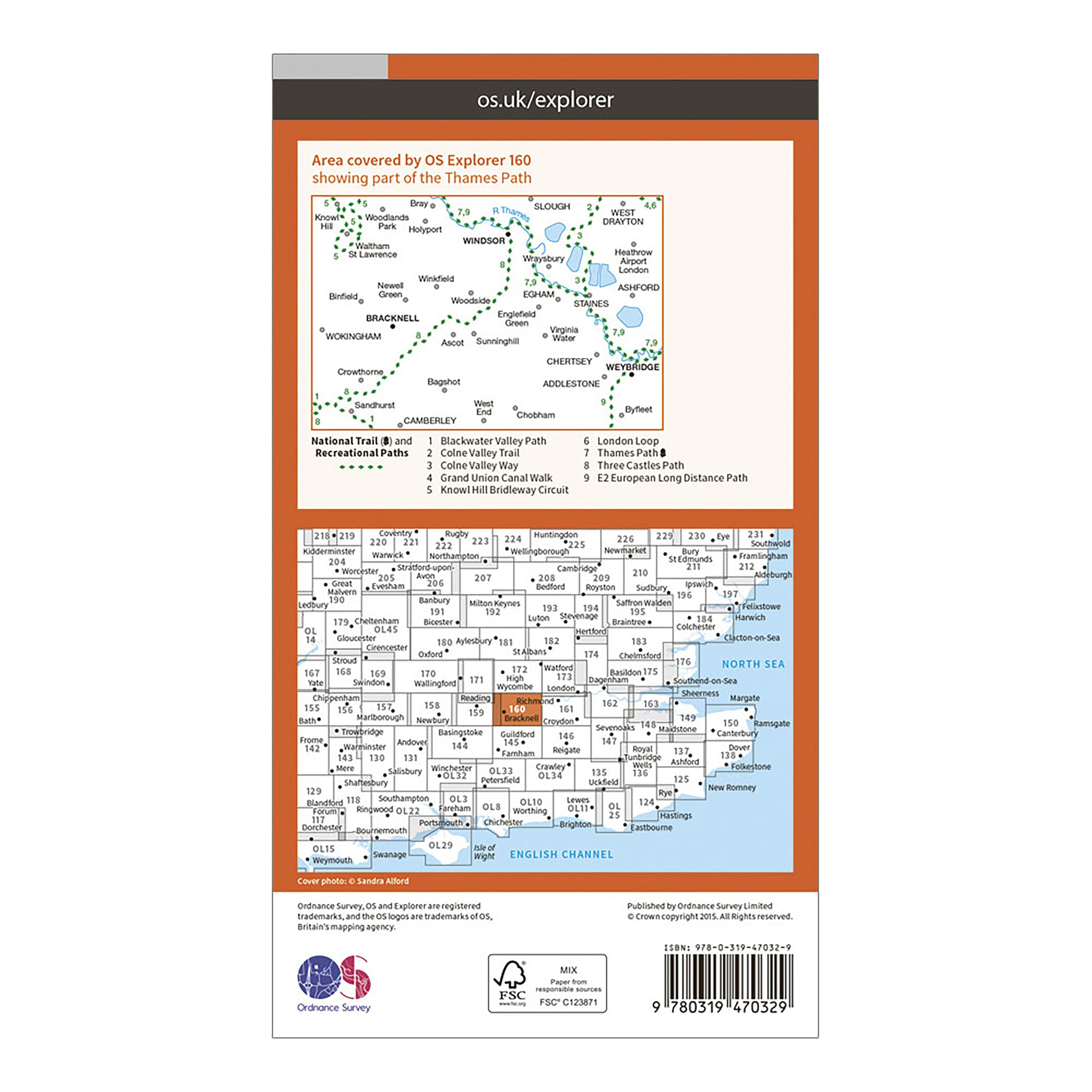 Explorer Active 160 Windsor, Weybridge & Bracknell Map With Digital Version