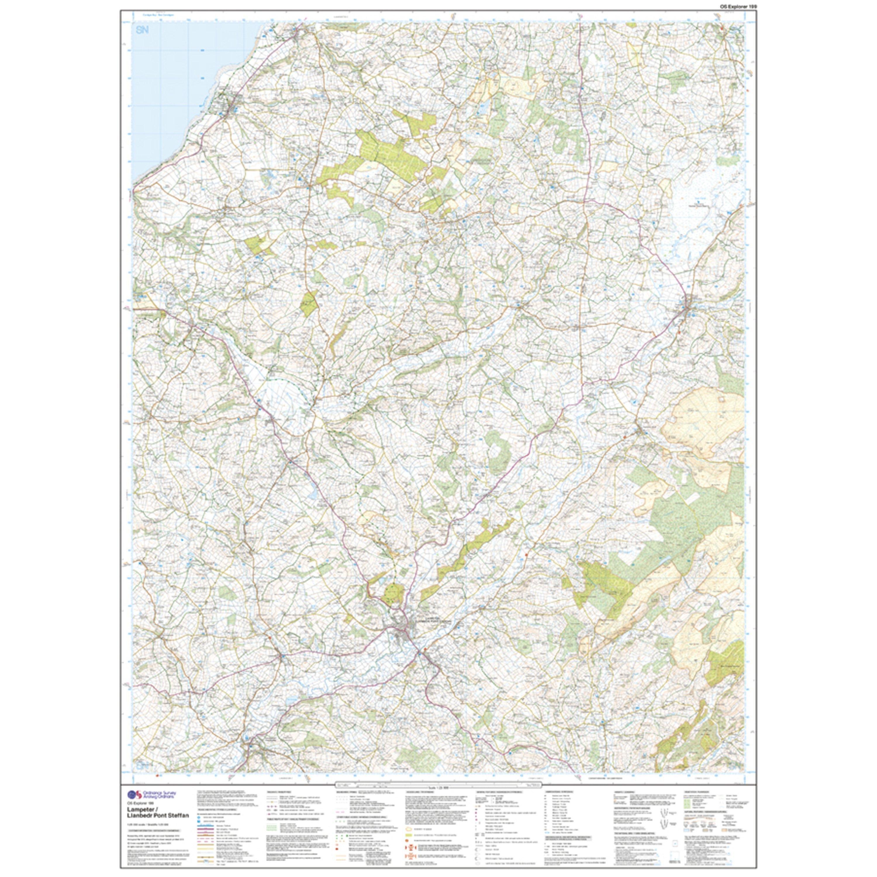 Explorer 199 Lampeter, Tregaron & Llan-non Map With Digital Version