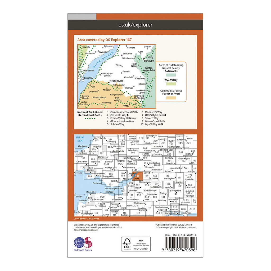 Explorer 167 Thornbury, Dursley & Yate Active Map With Digital Version