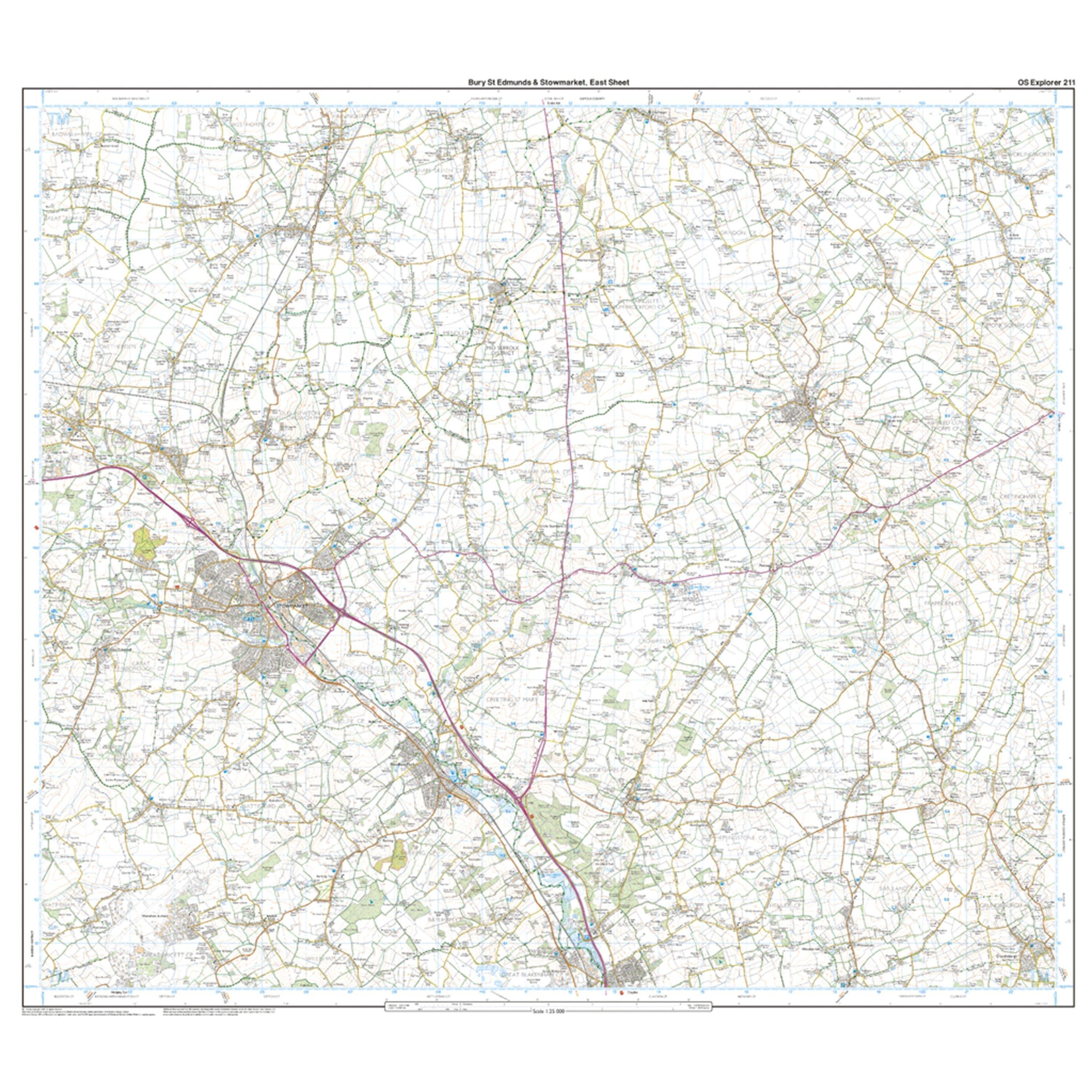 Explorer 211 Bury St Edmunds & Stowmarket Map With Digital Version