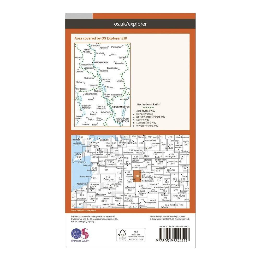 Explorer 218 Kidderminster & Wyre Forest Map With Digital Version