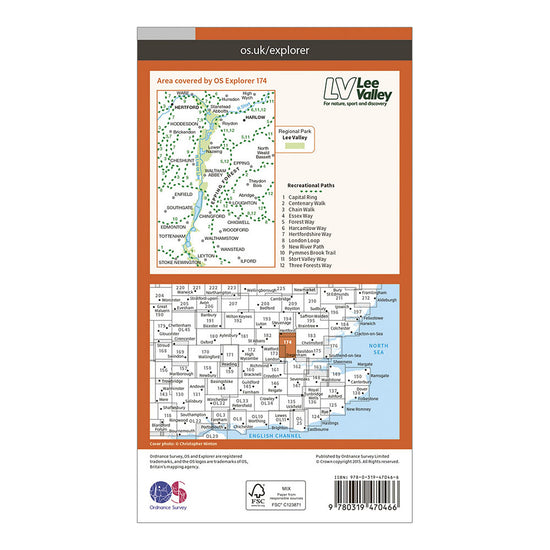 Explorer Active 174 Epping Forest & Lee Valley Map With Digital Version