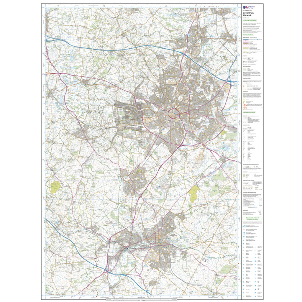 Explorer 221 Coventry, Warwick, Royal Leamington Spa & Kenilworth Map With Digital Version