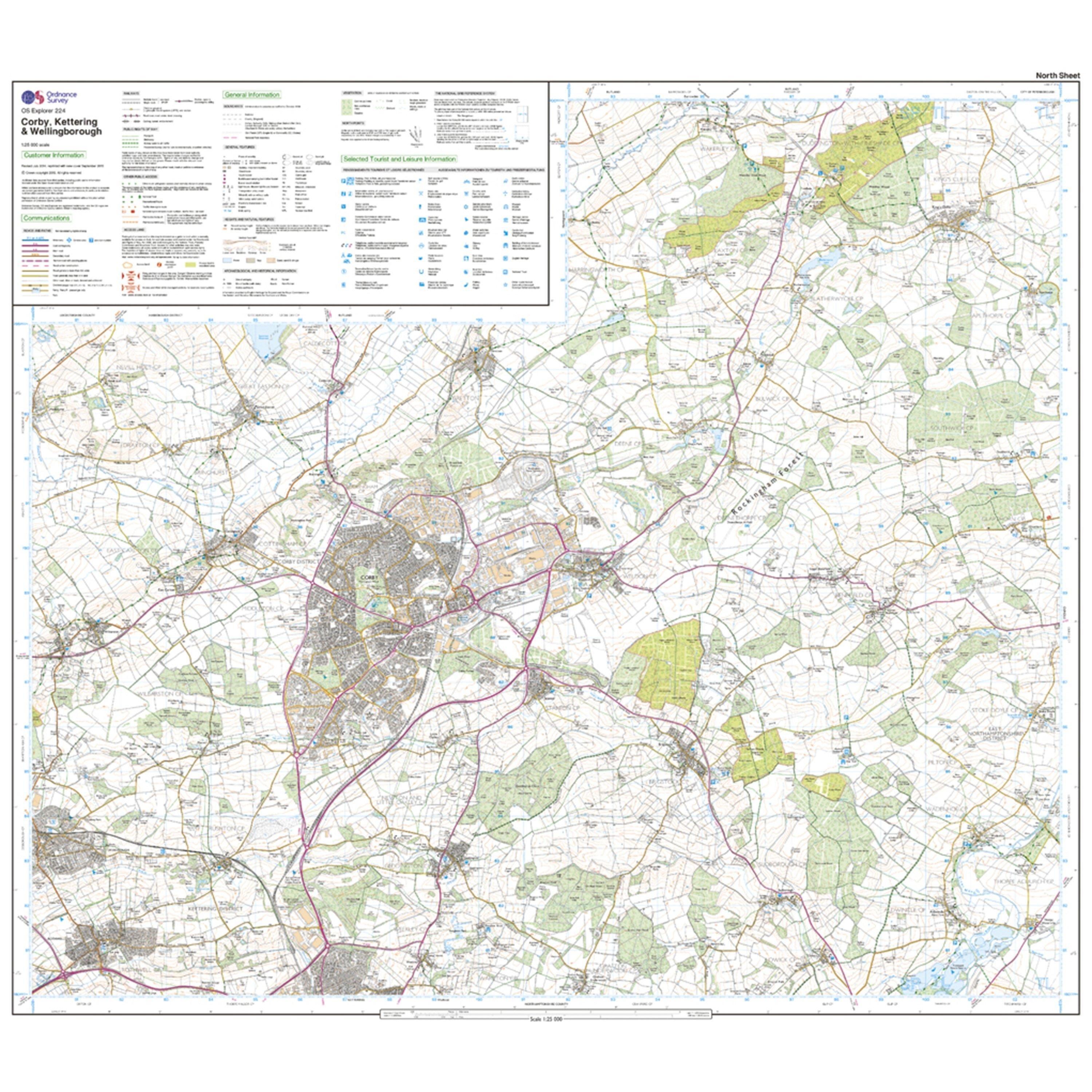 Explorer 224 Corby, Kettering & Wellingborough Map With Digital Version
