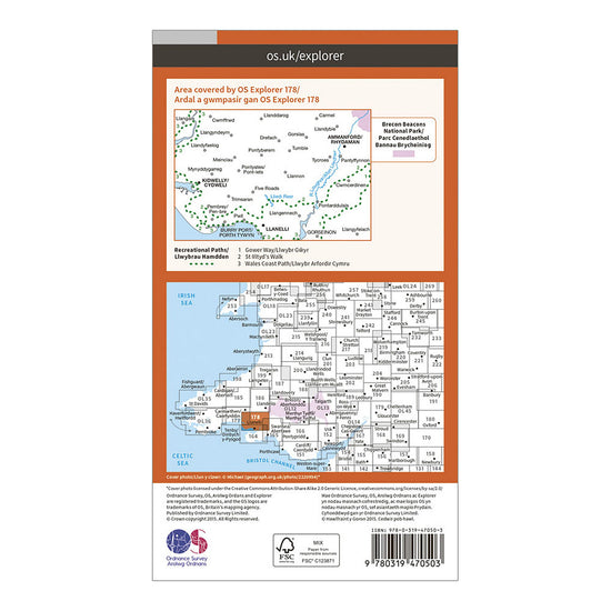 Explorer Active 178 Llanelli & Ammanford Map With Digital Version