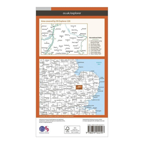 Explorer 226 Ely & Newmarket Map With Digital Version