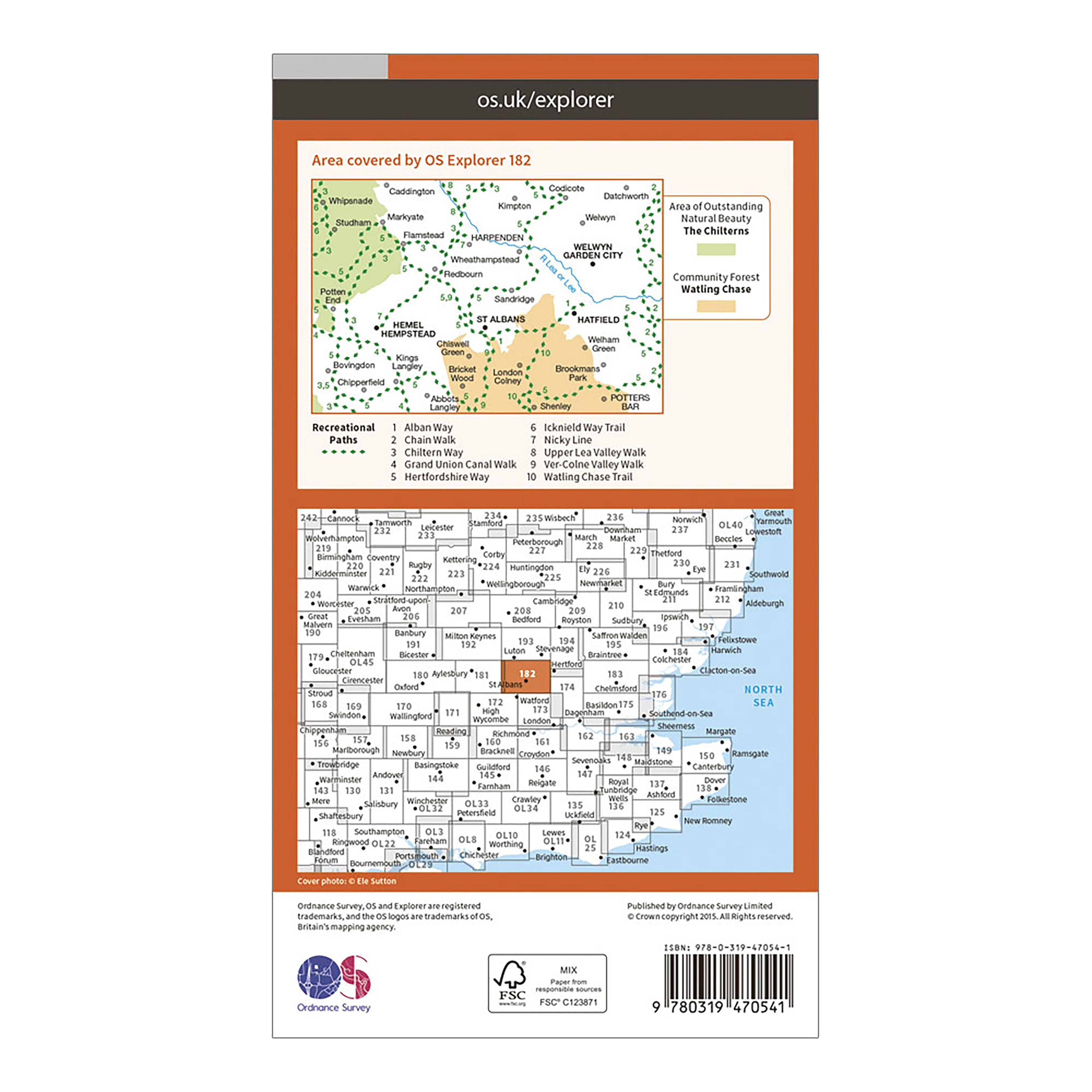 Explorer Active 182 St Albans & Hatfield Map With Digital Version