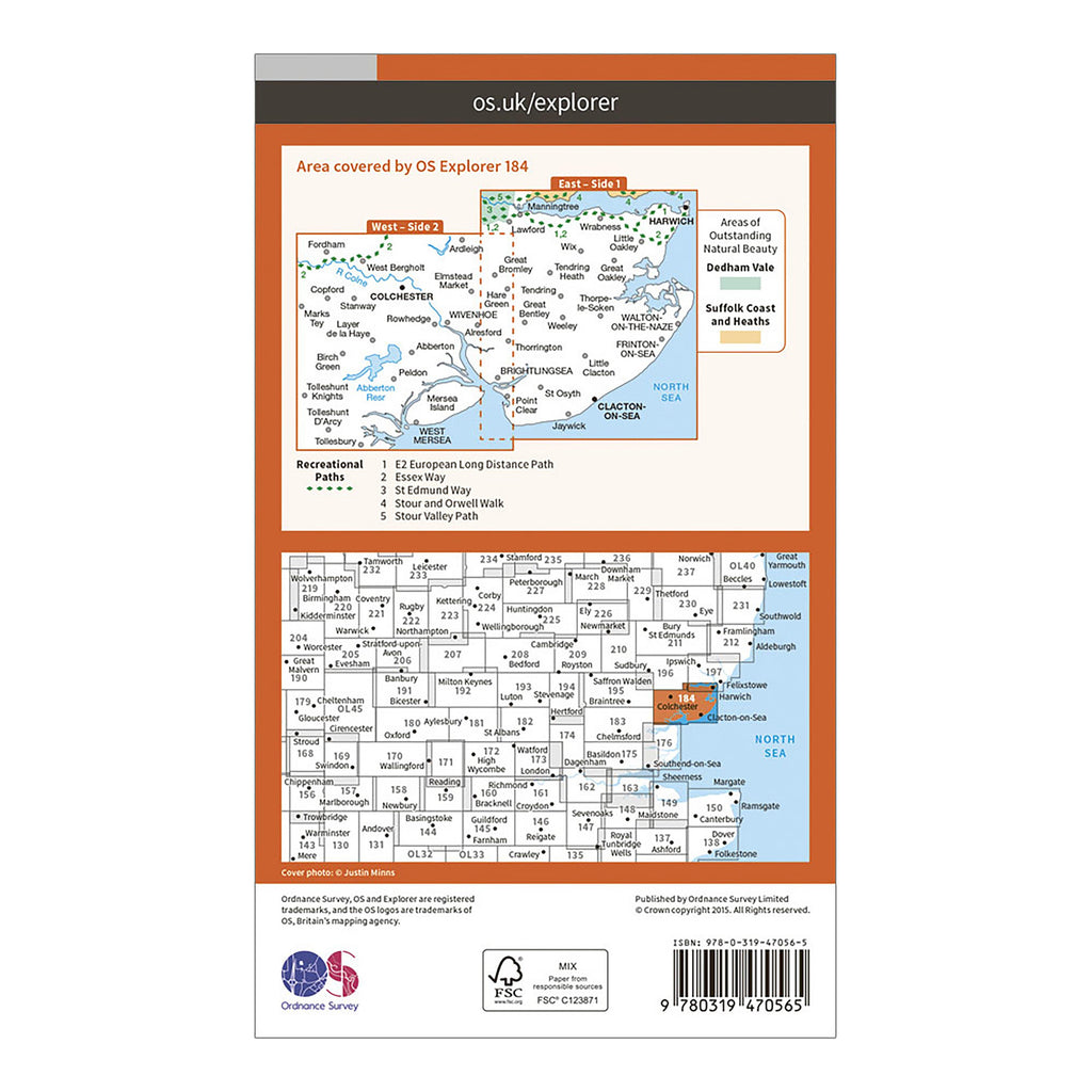 Explorer Active 184 Colchester, Harwick & Clacton-on-Sea Map With Digital Version