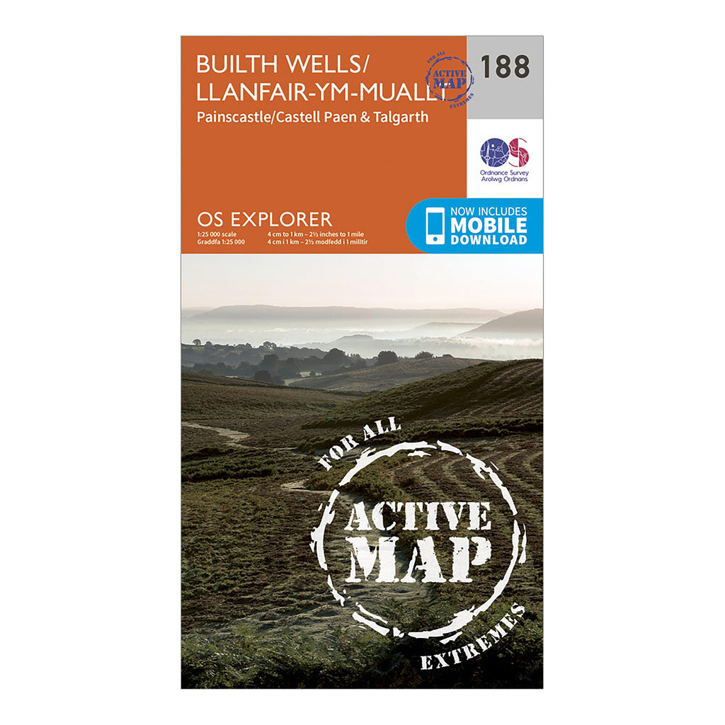 Explorer Active 188 Builth Wells, Painscastle & Talgarth Map With Digital Version