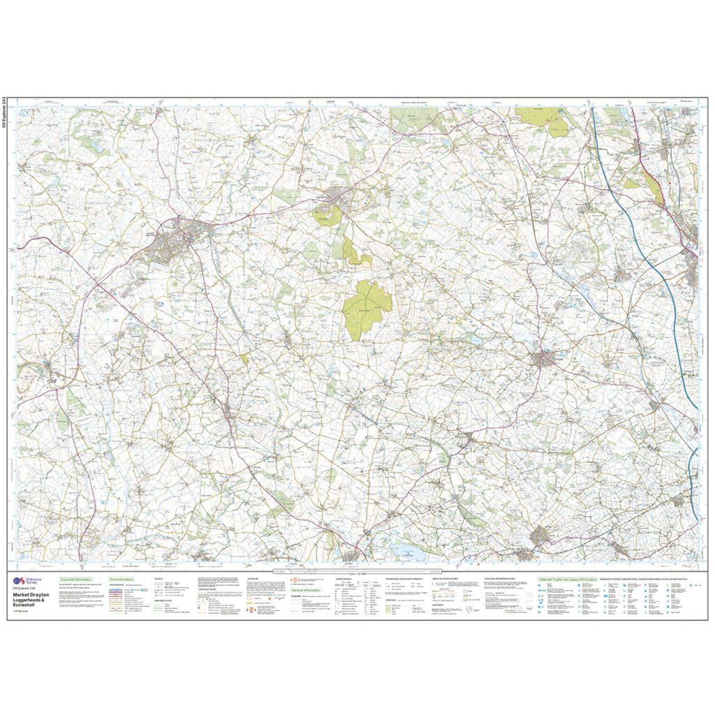 Explorer 243 Market Drayton, Loggerheads & Eccleshall Map With Digital Version