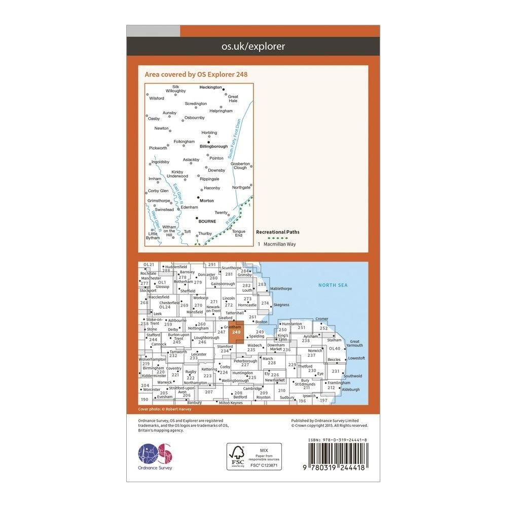 Explorer 248 Bourne & Heckington Map With Digital Version