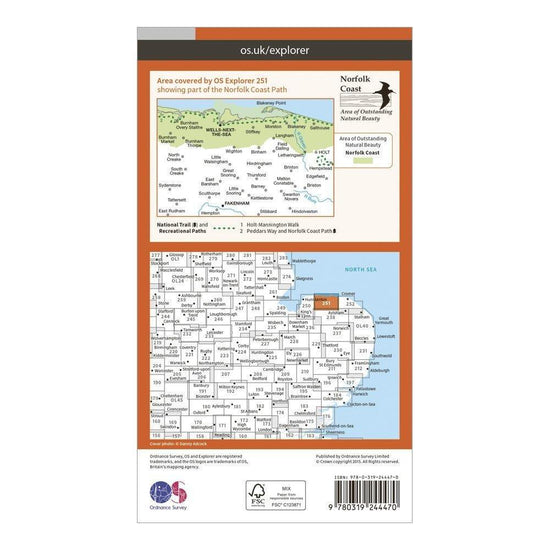 Explorer 251 Norfolk Coast Central Map With Digital Version